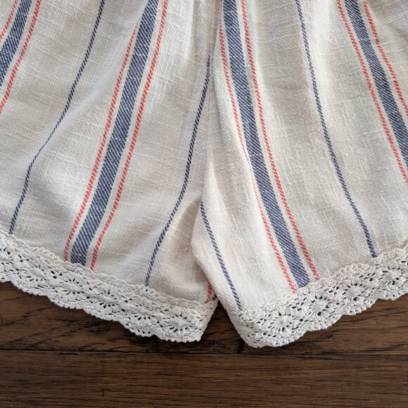 aerie boho shorts crochet lace trim cream striped size XS - Picture 12 of 15